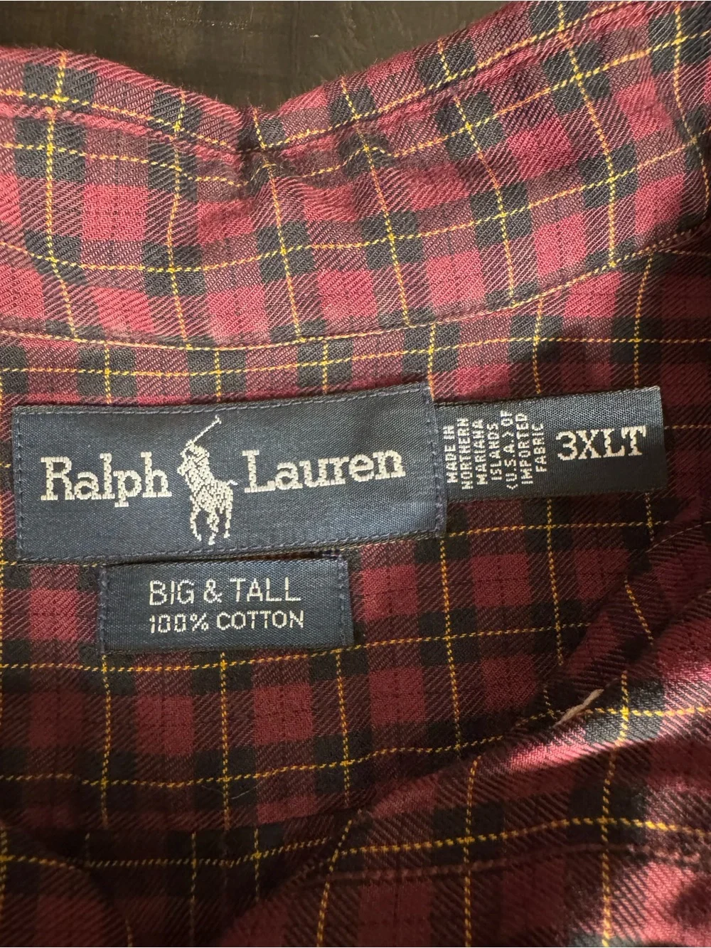 Polo Ralph Lauren Red and Black Plaid Button Up Shirt Big and Tall 3XLT